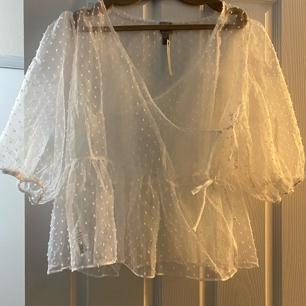 White wrap blouse